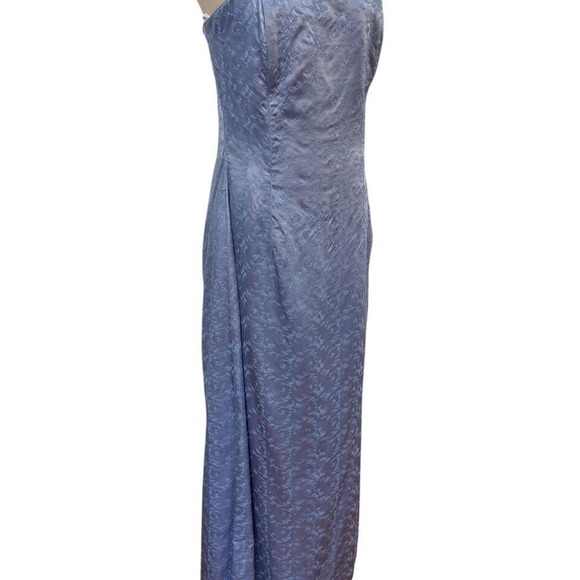 Vtg 90s Jessica McClintock Periwinkle Satin Embroidered Dress Formal Sz 14 Prom - Picture 4 of 8